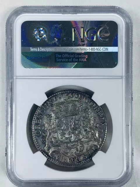 Netherlands 1789 Utrecht Silver 1/2 Ducaton NGC AU58 3