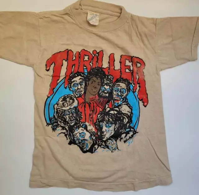 Rare VTG 80s Michael Jackson THRILLER Album Victory Concert T-Shirt BOYS 10-12