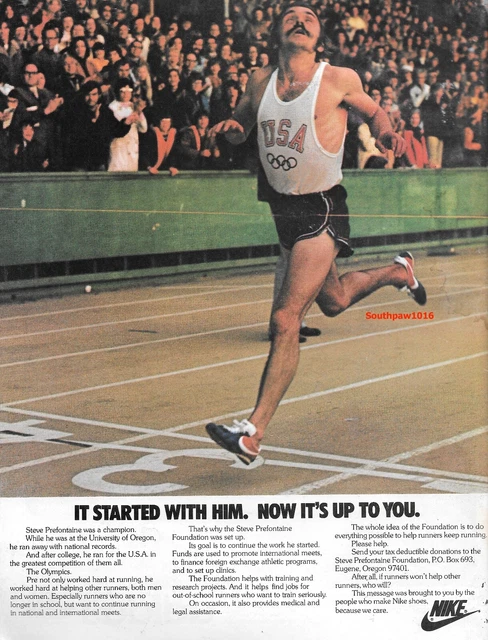 1977 NIKE STEVE Prefontaine Foundation Running Motivation Iconic ...