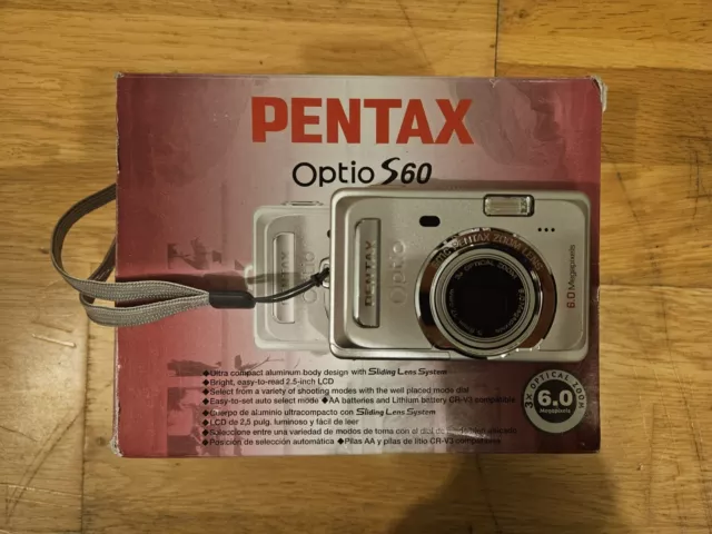 Pentax Optio S60 6.0MP Compact Digital Camera Silver Tested Working