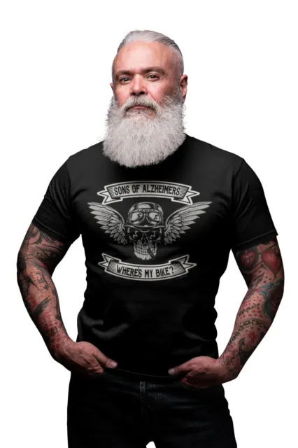 T-shirt da uomo cotone biologico Sons Of Alzheimers Wheres My Bike divertente