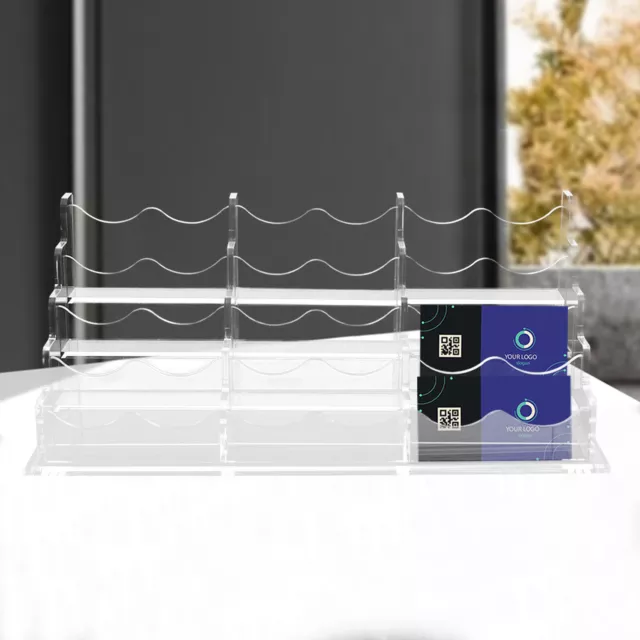 4-tier Acrylic Business Card Holder for Desk Clear Plastic Business Card Display