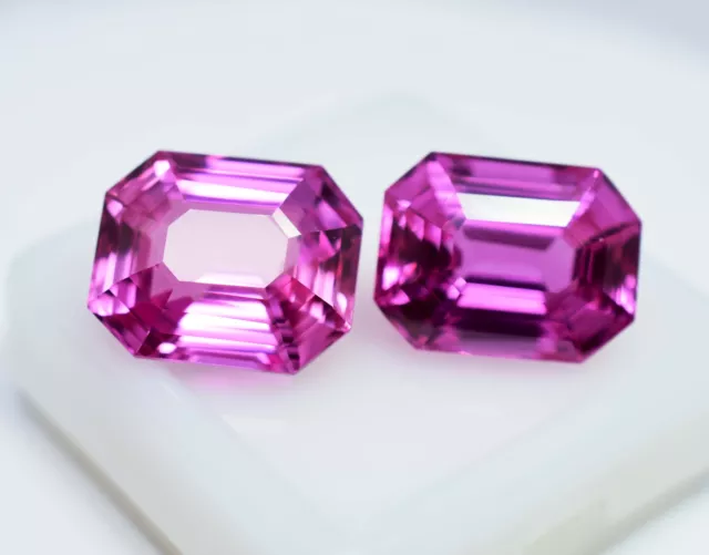 8-10 Cts Natural Ceylon Pink Sapphire Radiant Cut Certified Gemstone Pair