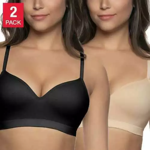 DELTA BURKE WOMENS Plus Size 2X Seamless Tagless Comfort Bra Black