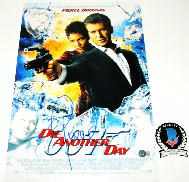 PIERCE BROSNAN SIGNED DIE ANOTHER DAY 12x18 MOVIE POSTER BECKETT COA JAMES BOND