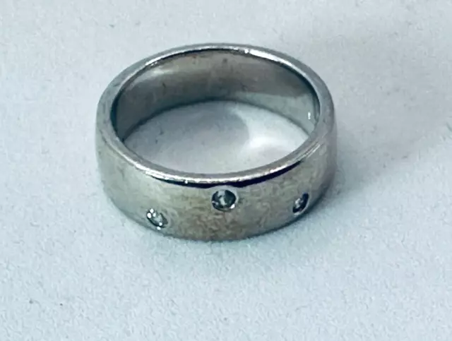 Silberring elegant glatt mit 3 Zirkonia Steinen in 925er Silber Gr.56-6,76g