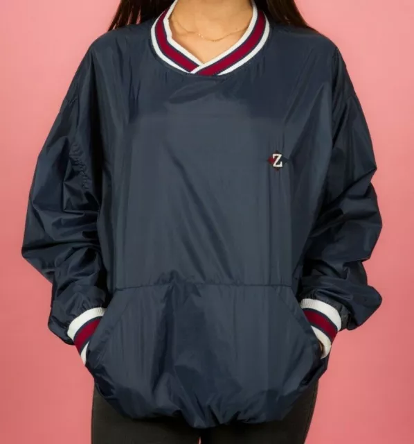Top trapano sportivo pull over vintage blu navy blu navy anni '90 di Jerzees S