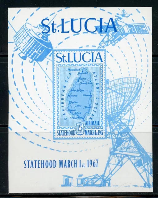 ST. LUCIA C1 SG240 MNH 1967 15c Statehood Air Mail Souvenir Sheet CV$40