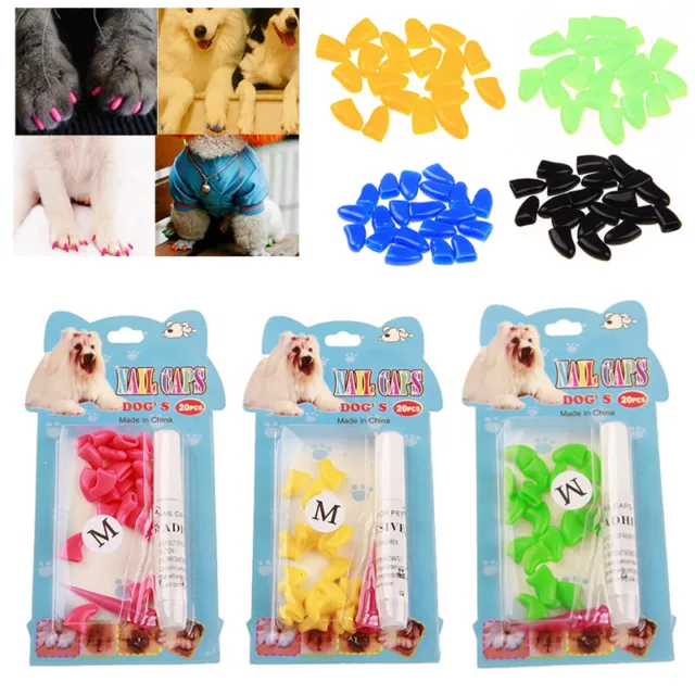 20 piezas de plástico suave color mascota gato garra tapas pata garra protegida ⭐