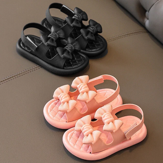 Kids  Girls Bow Flat Summer Sandals Toddler Baby Holiday Princess Shoes Size- 4