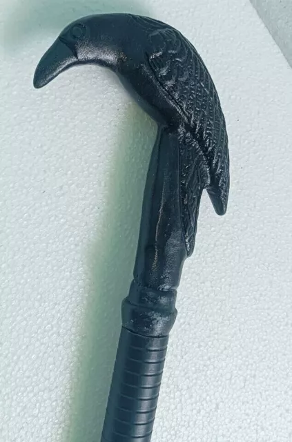 Antique Black Brass Crow Head Handle Stainless Steel Tactical Walking Stick Cane