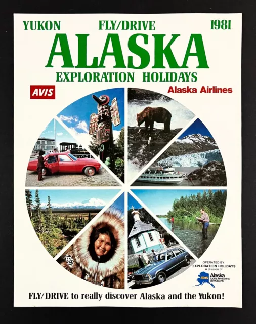 1981 Alaska Airlines AVIS Yukon Fly Drive Exploration Vintage Travel Magazine