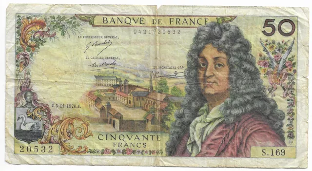 FRANCE billet de 50 francs RACINE de 1970