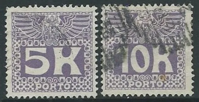 1911 Austria Usato Segnatasse Alti Valori 2 Valori - G034