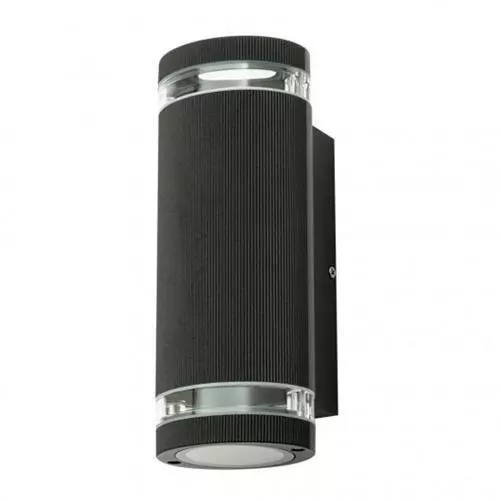 Litecraft Holme Up & Down Outdoor Wall Light Oval Garden IP44 Fitting - Black