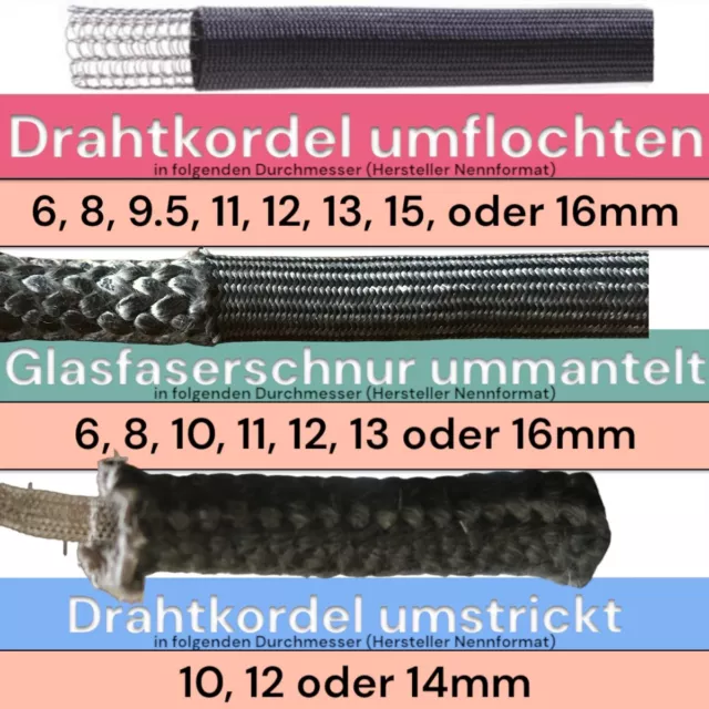 Ofendichtung 9.5 10 11 12 13 15 16 Kamindichtung Ofenschnur Dichtung Dichtschnur