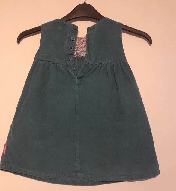 Jojo Maman Bebe Girls Pinafore Dress Age 12-18 Months Blue Cord 2