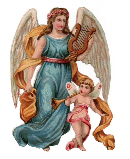 EF Glanzbilder Glück Engel Kopf – Poesiebilder Für Scrapbooking & Deko – Ca. 24 X 15 Cm – Oblate Posiebilder