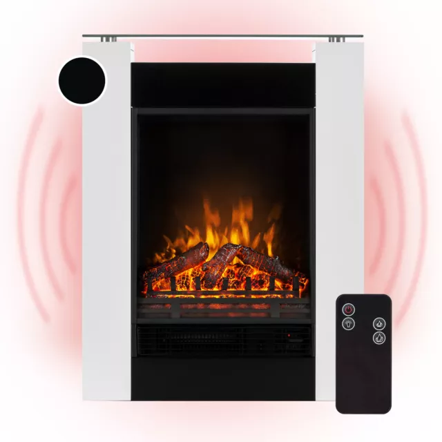 Elektrischer Kamin mit Heizung 1800/900 W Elektrokamin mit Fernbedienung weiß
