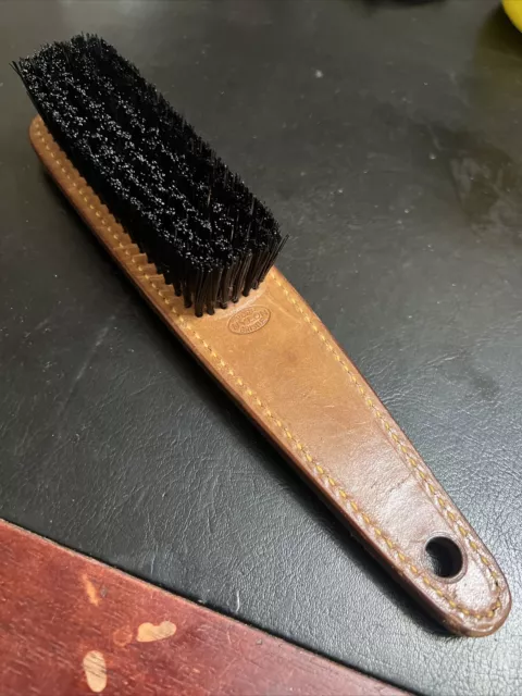 Beautiful Vintage Leather Clothing Brush With Pure Nylon Bristles