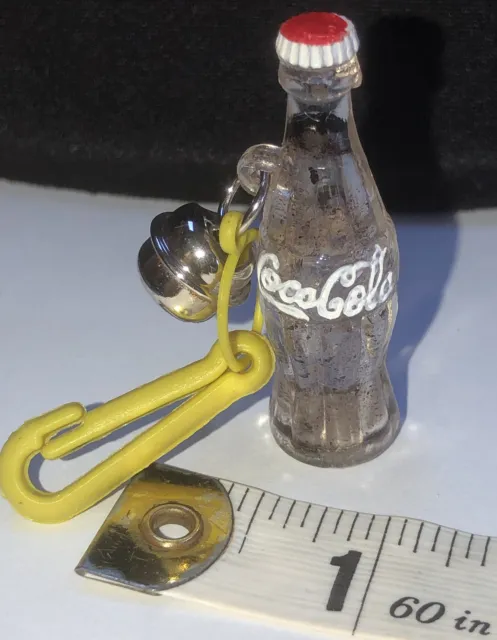 Vintage 1980s Plastic Bell Yellow Charm Coke Bottle 80s Charm Necklace