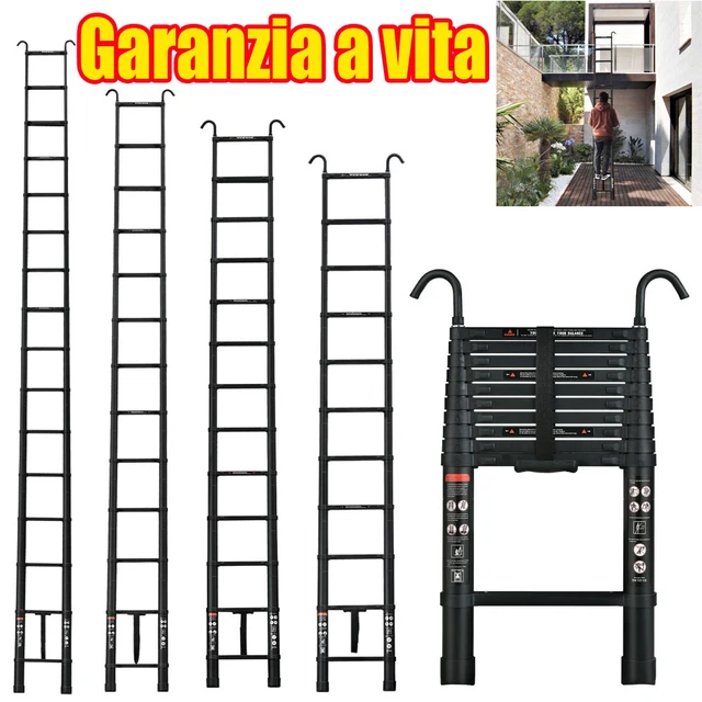 Portatile Heavy Duty Multiuso Alluminio Scala Telescopica Allungabile 3.2M-6.2M