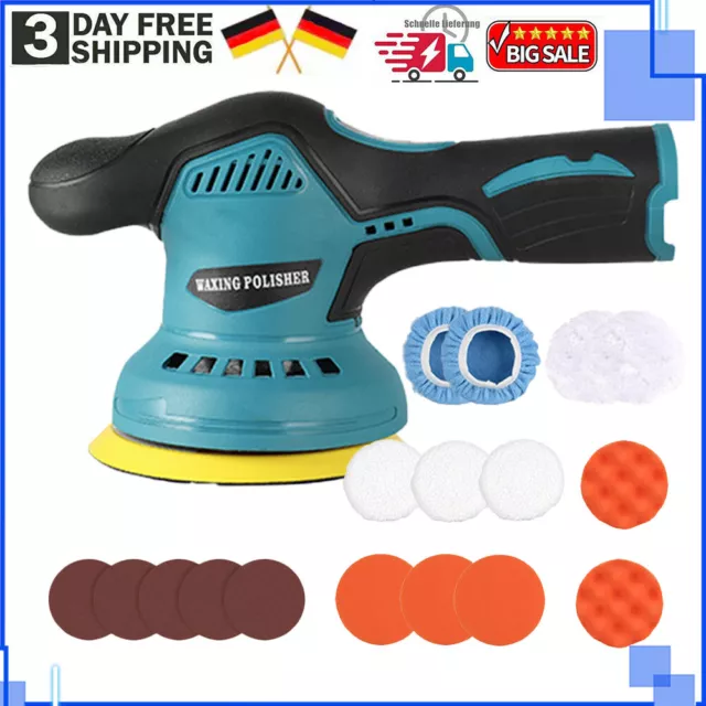 12V Akku Exzenter Poliermaschine set Auto Polierer Poliergerät Schleifmaschine