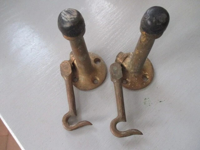 2 Antique Vintage Door Stop Stoppers Door Hardware With Hooks industrial school
