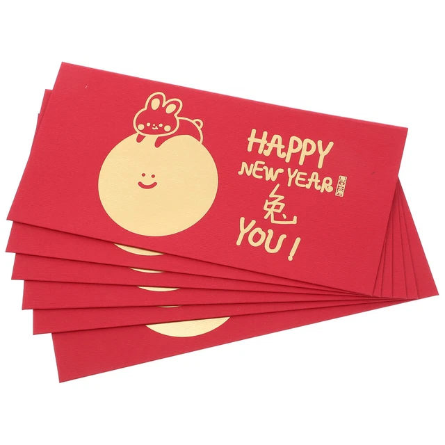 6 Pcs Jahr Des Roten Umschlags Kaninchens Papier Chinesische Geschenke Roter