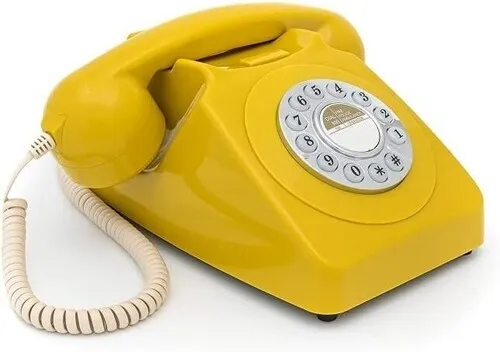 GPO Retro GPO746DPBMS 746 Desktop Push Button Telephone - Mustard [New ] Yello