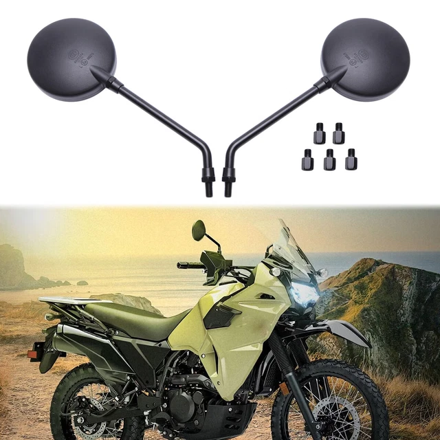 Motorcycle Side Mirrors Long Stem Black Round For Kawasaki KLR650 KLR 250 650 Motorcycle Side Mirrors Long Stem Black Round For Kawasaki KLR650 KLR 250 650