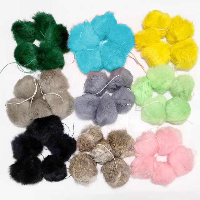 5 Stück (1€/St.) 7-8cm " ECHTFELL " Pelzbommel Fellbommel Bommel Pompon Pelz