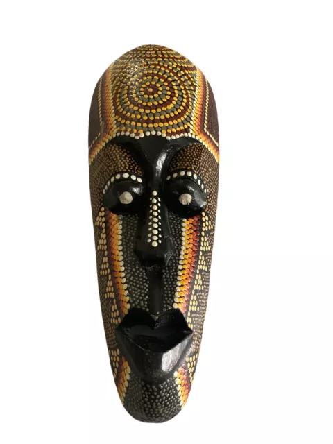 Wooden  Tribal  Mask Hand Carved Hand Painted 13”