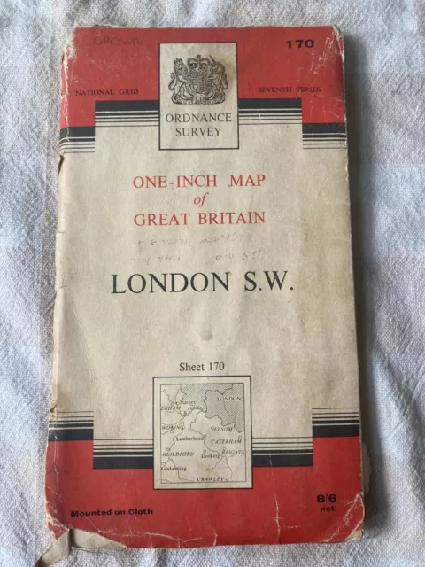 London SW - OS Ordnance Survey One Inch Map, sheet 170