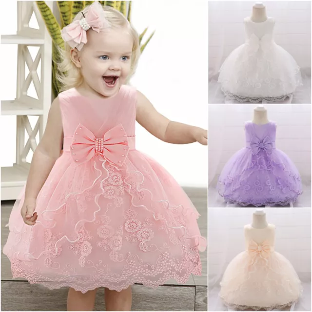New Infant Wedding Princess Baby Girls Dress Toddler Cute Party Kids Clothes