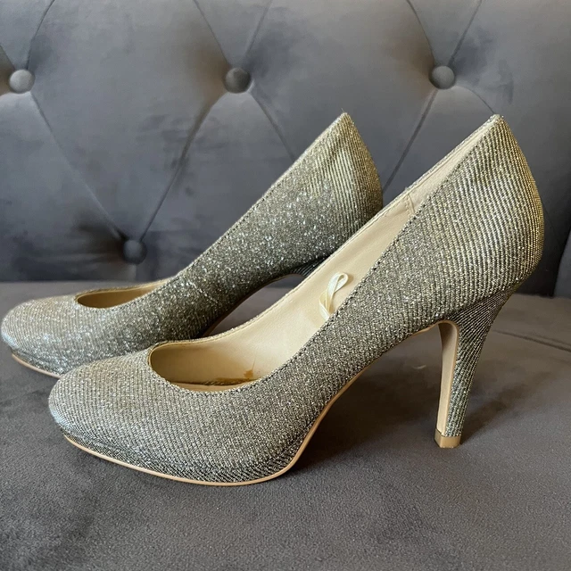 CALL IT SPRING by debenhams sparkly gold platform heels UK7 EU 40