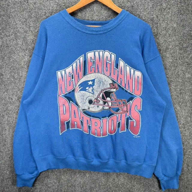 Vintage New England Patriots Sweatshirt Mens XL Blue Spell Out Football Sports