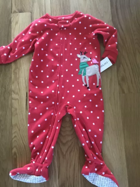 New Carters Girls  Holiday One Piece Footed Pajamas Nwt Size 12 Mths,  18 Mths