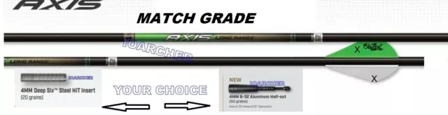 4 MM AXIS LONG RANGE MATCH GRADE ARROWS w/ 2" BLAZER VANES & HALF-OUTS EASTON