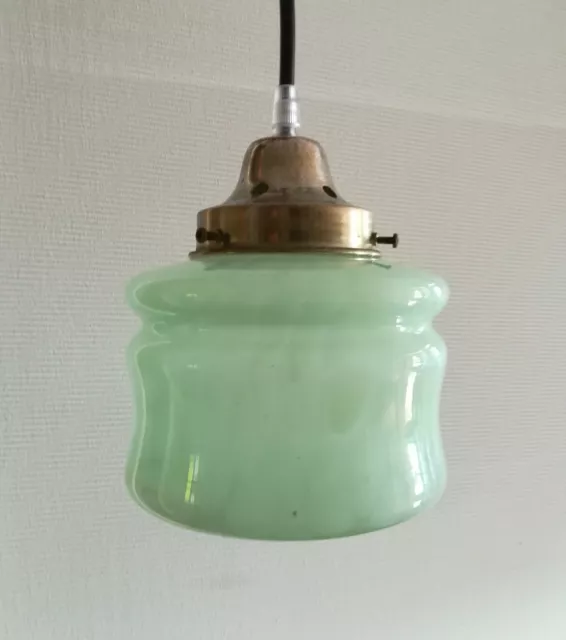 Art Deco retro vintage antique Green Cloud glass pendant light