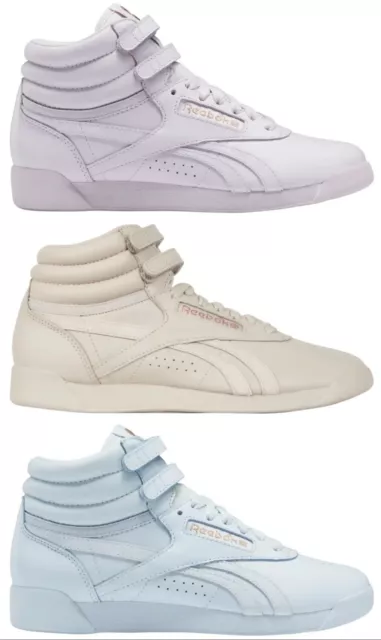 REEBOK CARDI B Freestyle Hi Leather Women's Shoes High Top Sneaker Trainers New