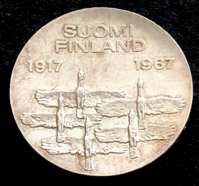 Finland 1967-10 Markkaa Silver Coin-50 Years Of Independence From Russia
