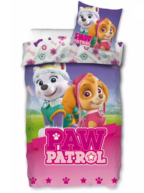 Paw Patrol Bettwäsche Mädchen 135x200 80x80 Baumwolle Kinderbettwäsche 2 tlg Set