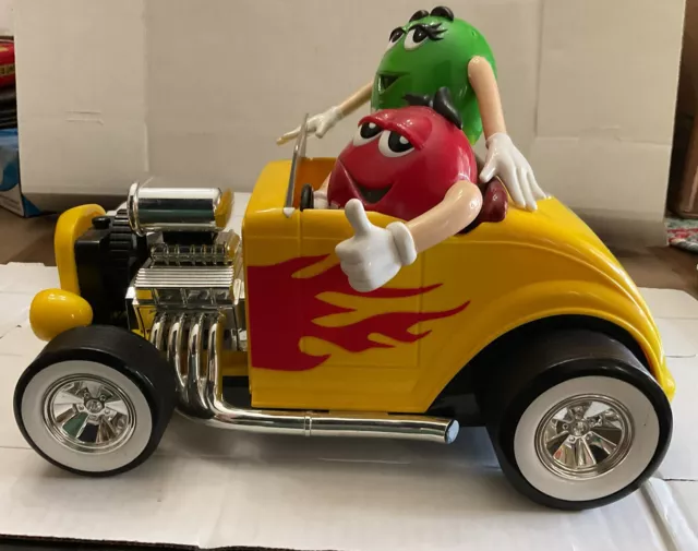 M&M MMs Yellow Hot Rod Roadster Candy Dispenser w/Red and Green Characters