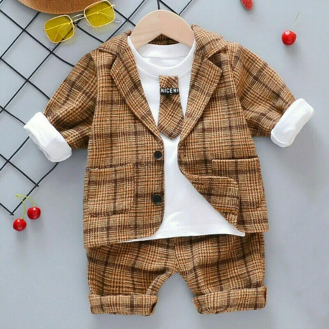 3 pz outfit bambino bambino bambino bambino gentiluomo abito reggiseno cappotto + pantaloni