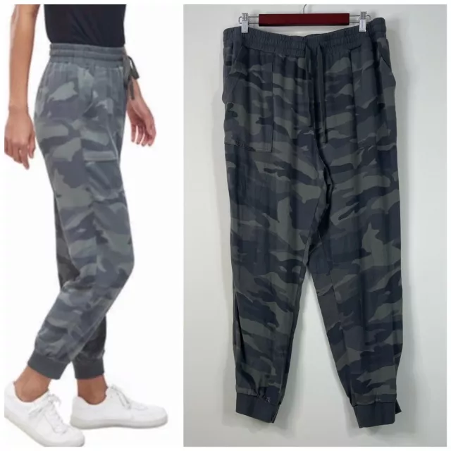 Splendid Size XXL Camo Knit Jogger Pants Gray Green Elastic Waist Drawstring