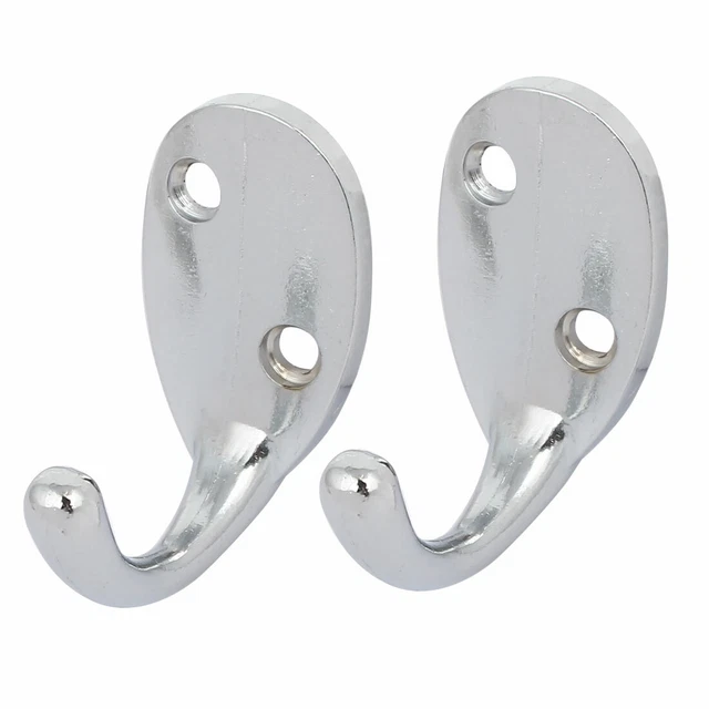 Fitting Room Bedroom Metal Wall Mounted Single Hook Hanger Silver Tone 2pcs