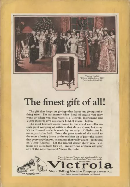 1924 Victrola Christmas Vintage Print Ad Finest Gift Of All Victor Phonograph 2