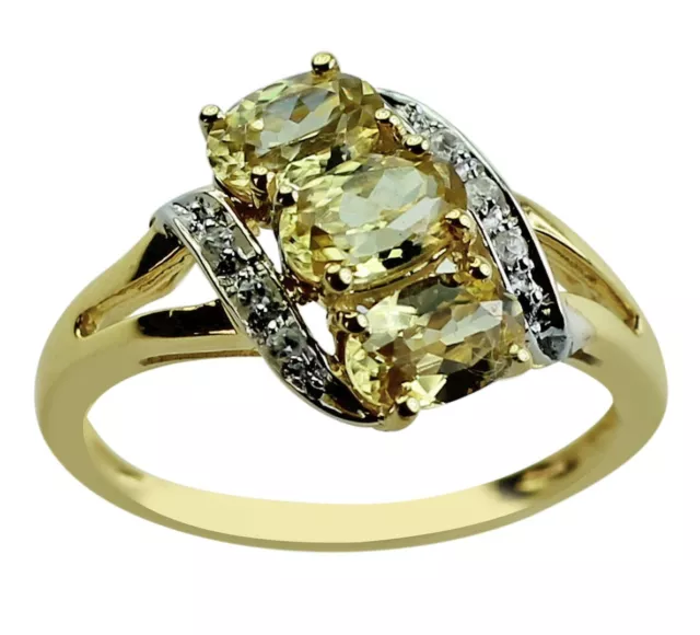 Birthday Gift For Her Yellow Natural Zircon Cocktail Ring Size 7 14k Yellow Gold