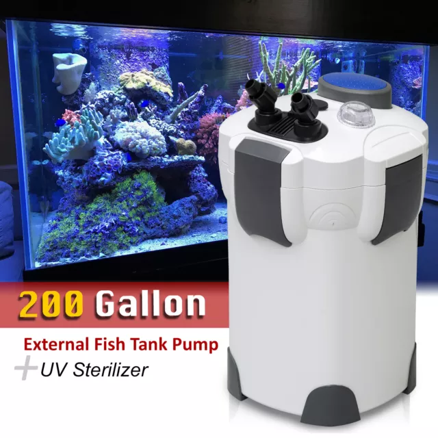 200 Gallon Aquarium Fish Tank Canister Filter HW-304B 525 GPH + 9W UV Sterilizer